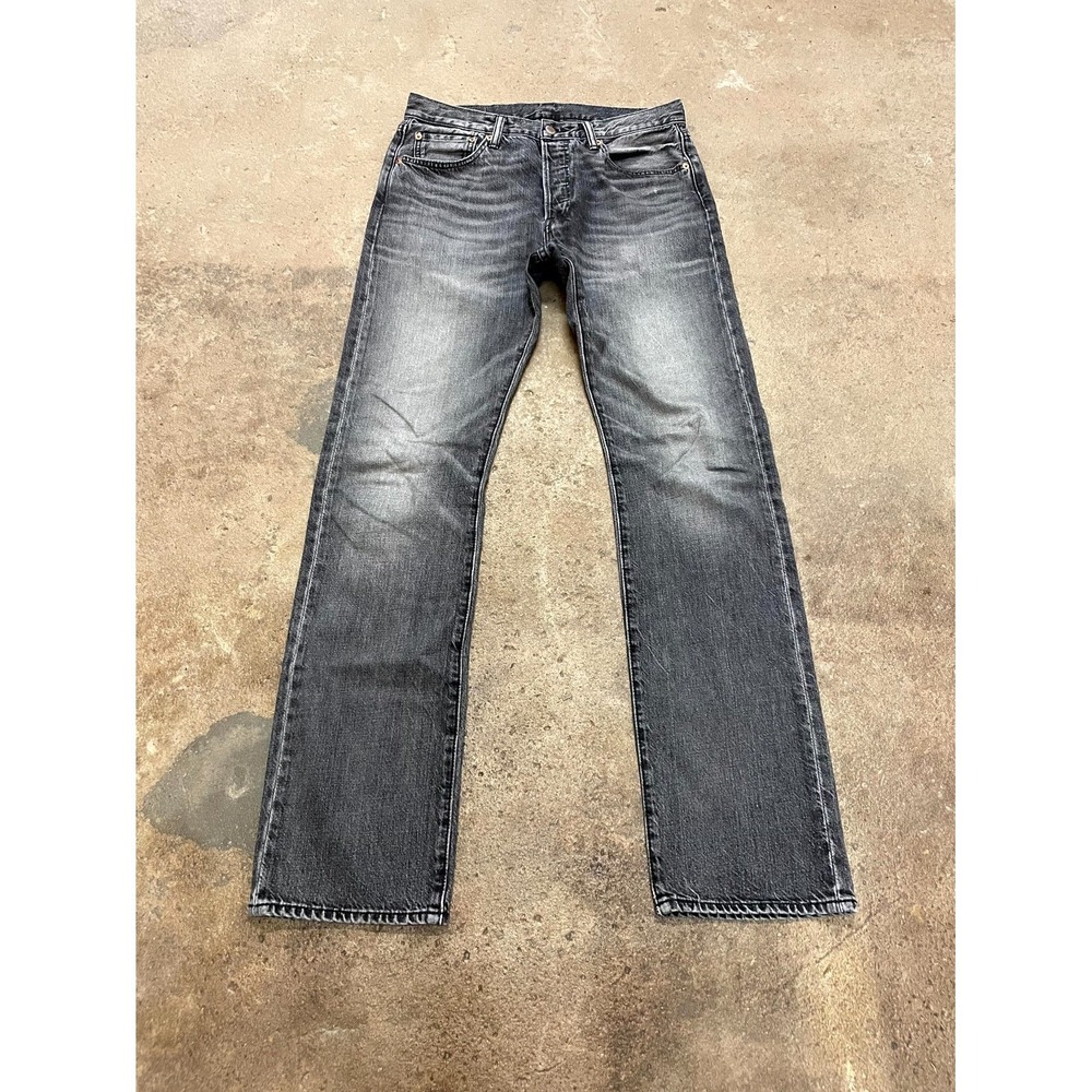 Levi's 501 Original Straight Leg Jeans Mens 32x34‎ Gray Whiskering Denim Cotton